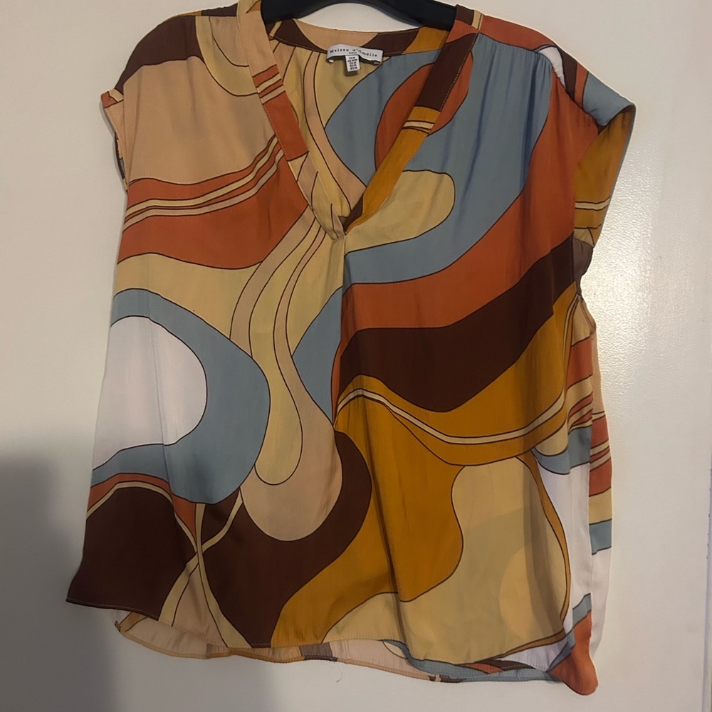 Chic Multicolor Abstract Blouse
